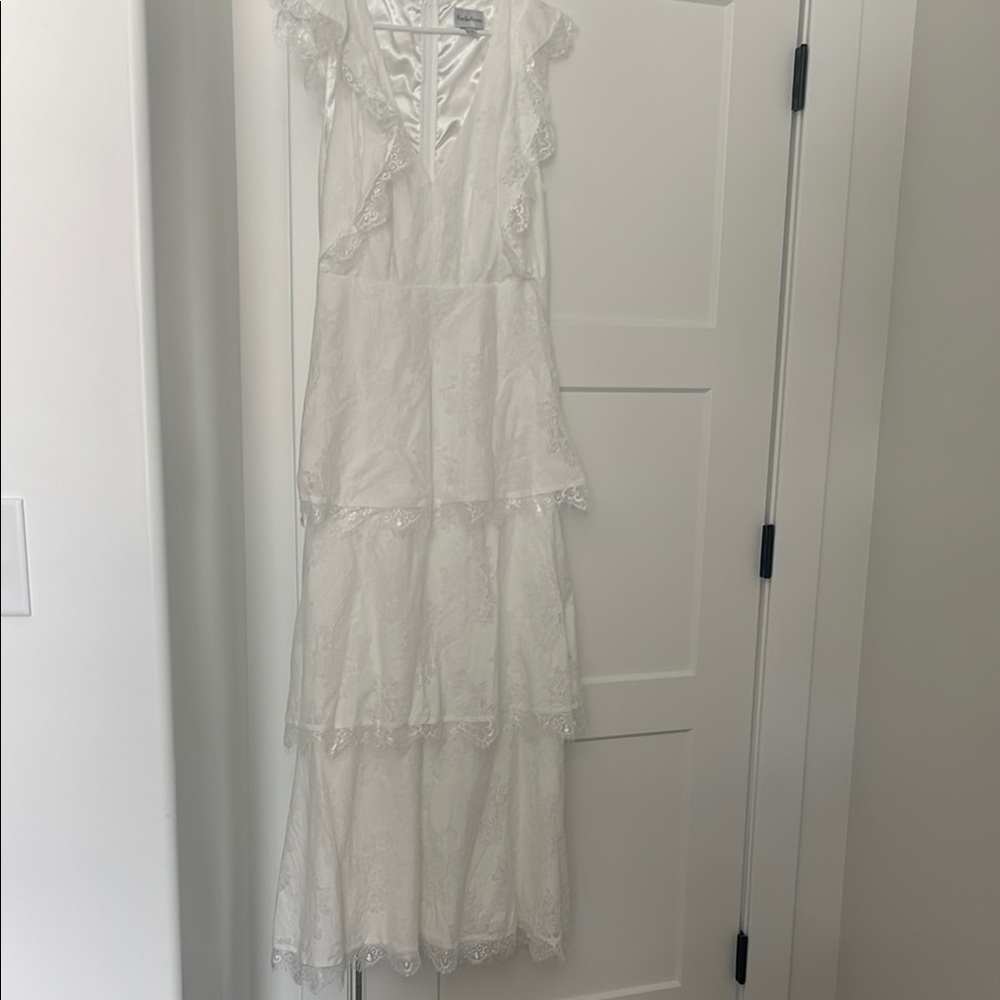 Premier Lace-Trimmed White Maxi Dress